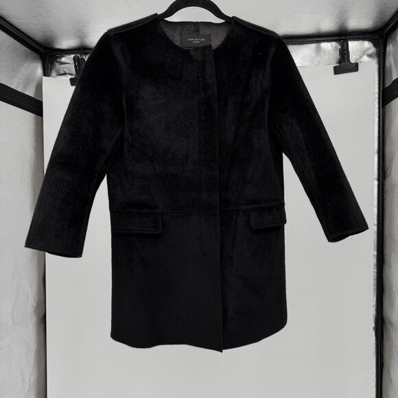 Ann Taylor Petite Faux Fur Coat XSP Black Polyester - Picture 6 of 13